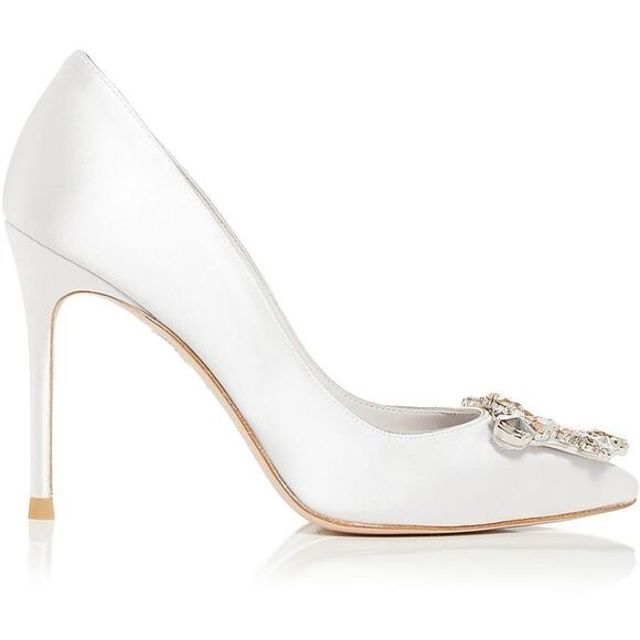 Sophia Webster Margaux Embellished Pointed Pumps US 9.5/ EU 39.5 Ivory Satin New - Picture 2 of 14